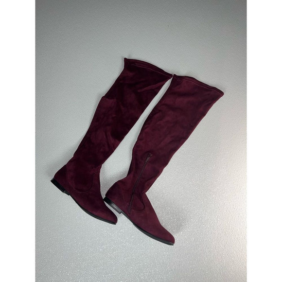 Celia Wine Unique Tall Suede Stretch Knee Boot Size 6 Brand New. - Picture 7 of 8